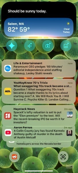 Siri AI shows the weather in Salem Mass.
