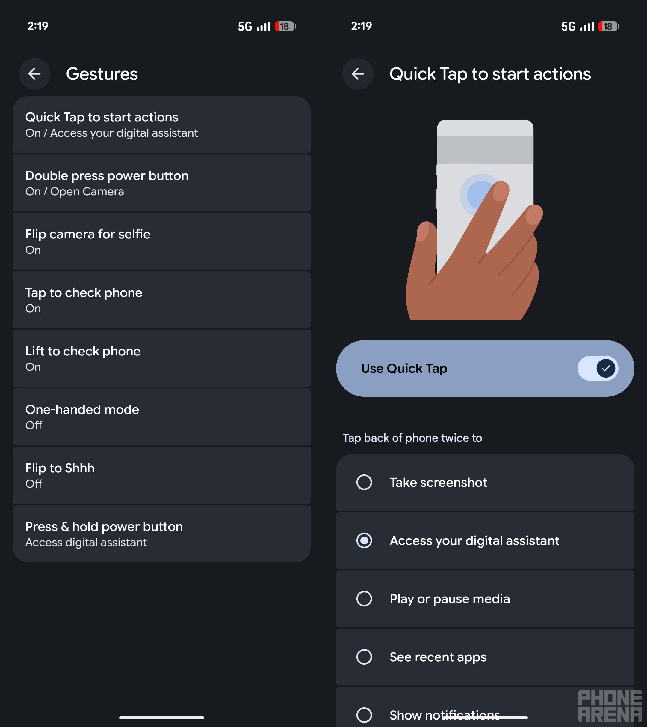 Quick Tap gesture feature of Pixel 10.