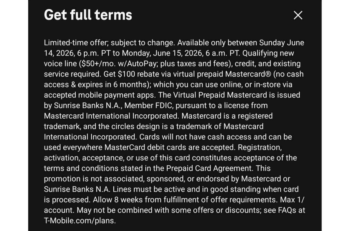 Terms and conditions for introductory T-Mobile Magenta Nights deal