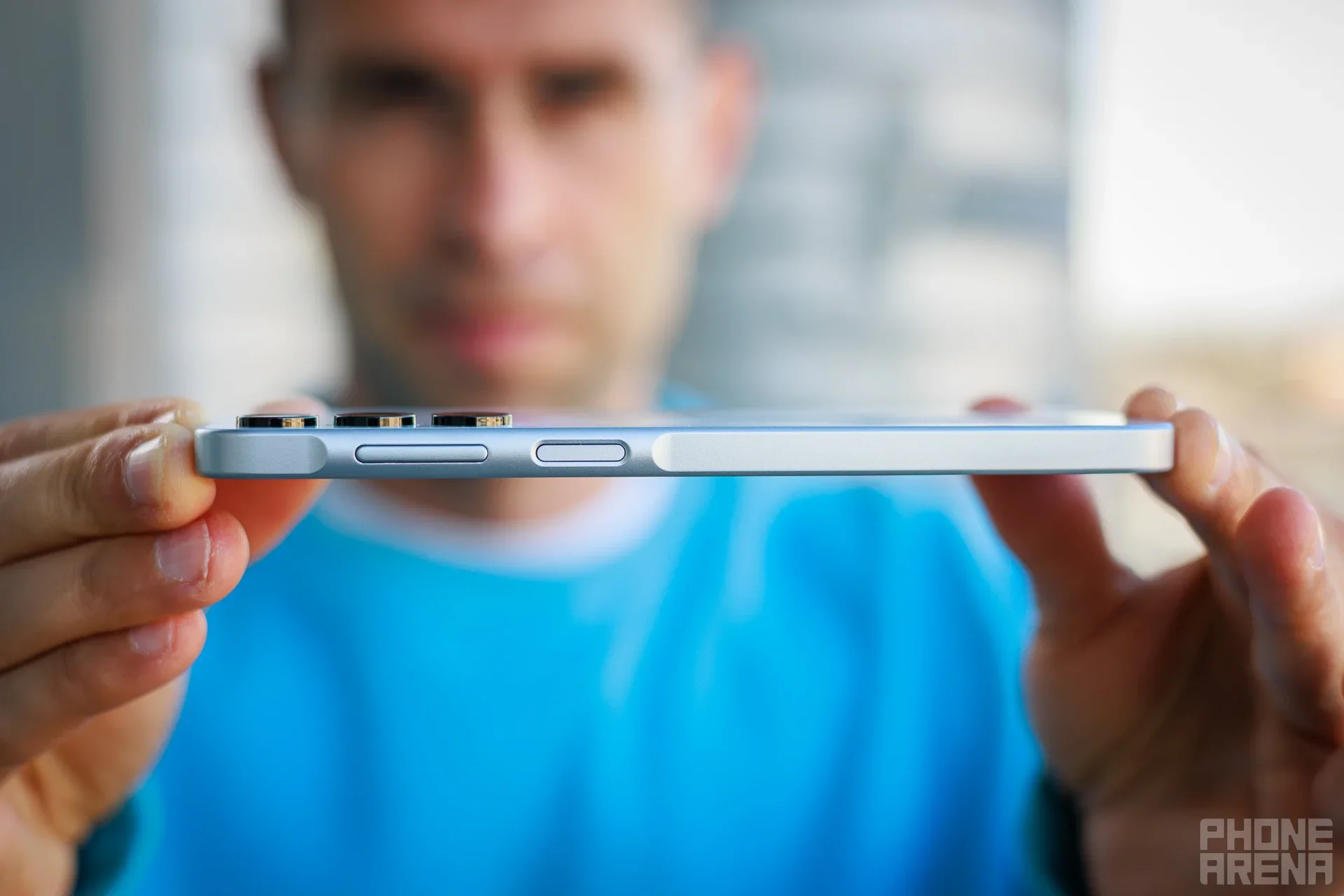 The Galaxy A16 is pretty thin. | Image by PhoneArena - Galaxy A16 5G was spotted running One UI 9