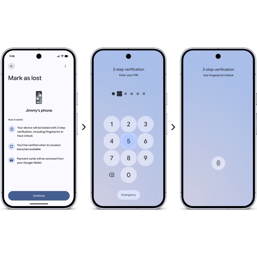 An upgraded Mark as lost locks a missing Pixel behind your fingerprint or PIN. | Image by Google - Google just dropped its biggest update of the year, and it hits Android, Pixel and Watch all at once
