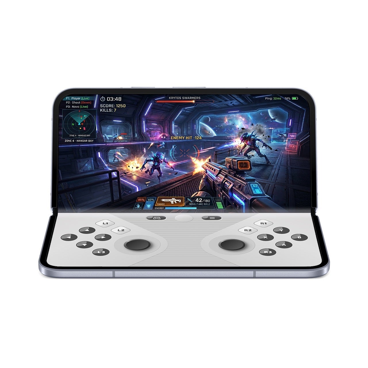 Foldable gaming mode puts the game up top and a gamepad on the lower half of a fold. | Image by Google - Google just dropped its biggest update of the year, and it hits Android, Pixel and Watch all at once