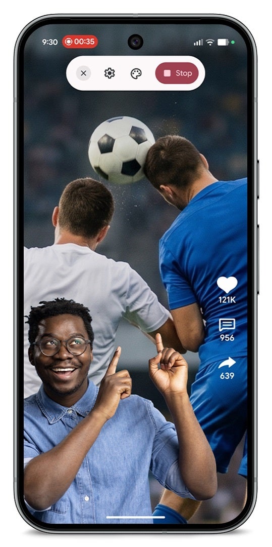 Screen Reactions drops your selfie camera straight into a screen recording. | Image by Google - Google just dropped its biggest update of the year, and it hits Android, Pixel and Watch all at once