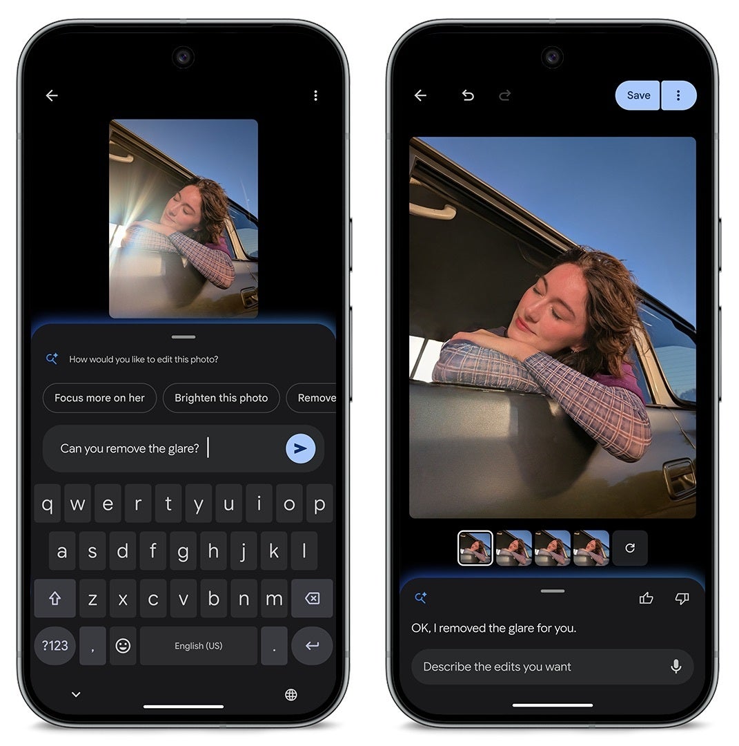 Conversational editing in Google Photos removes glare when you just ask for it. | Image by Google - Google just dropped its biggest update of the year, and it hits Android, Pixel and Watch all at once