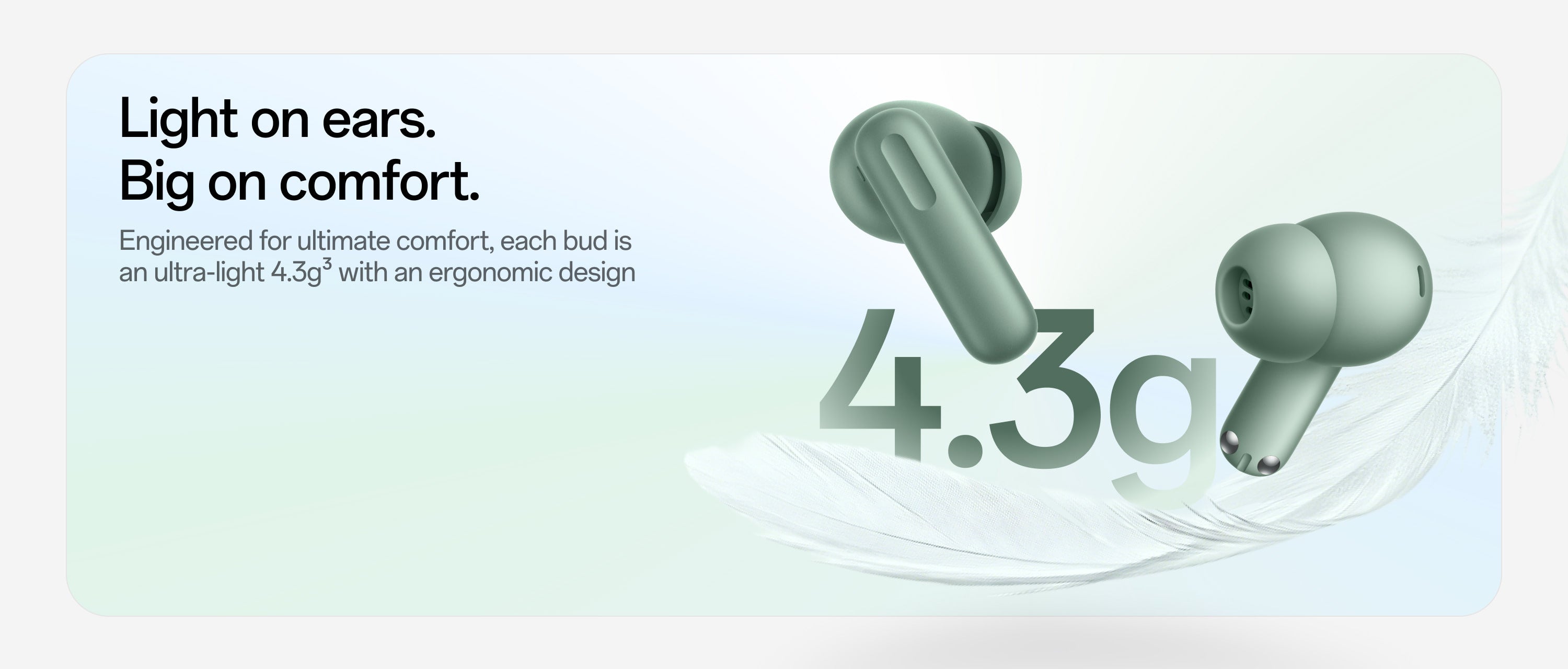 At just 4.3 grams per bud, these promise to be quite comfortable. | Image by Amazon - OnePlus Nord Buds 4 are coming on June 25 with ANC and Spatial Audio support