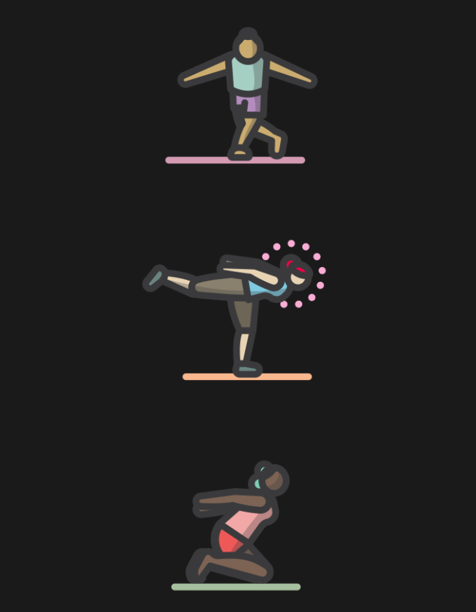 Three stickers of yoga doers.