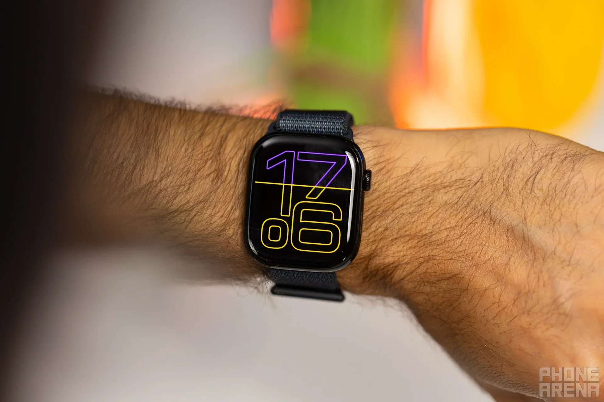 Apple watch on a wrist.