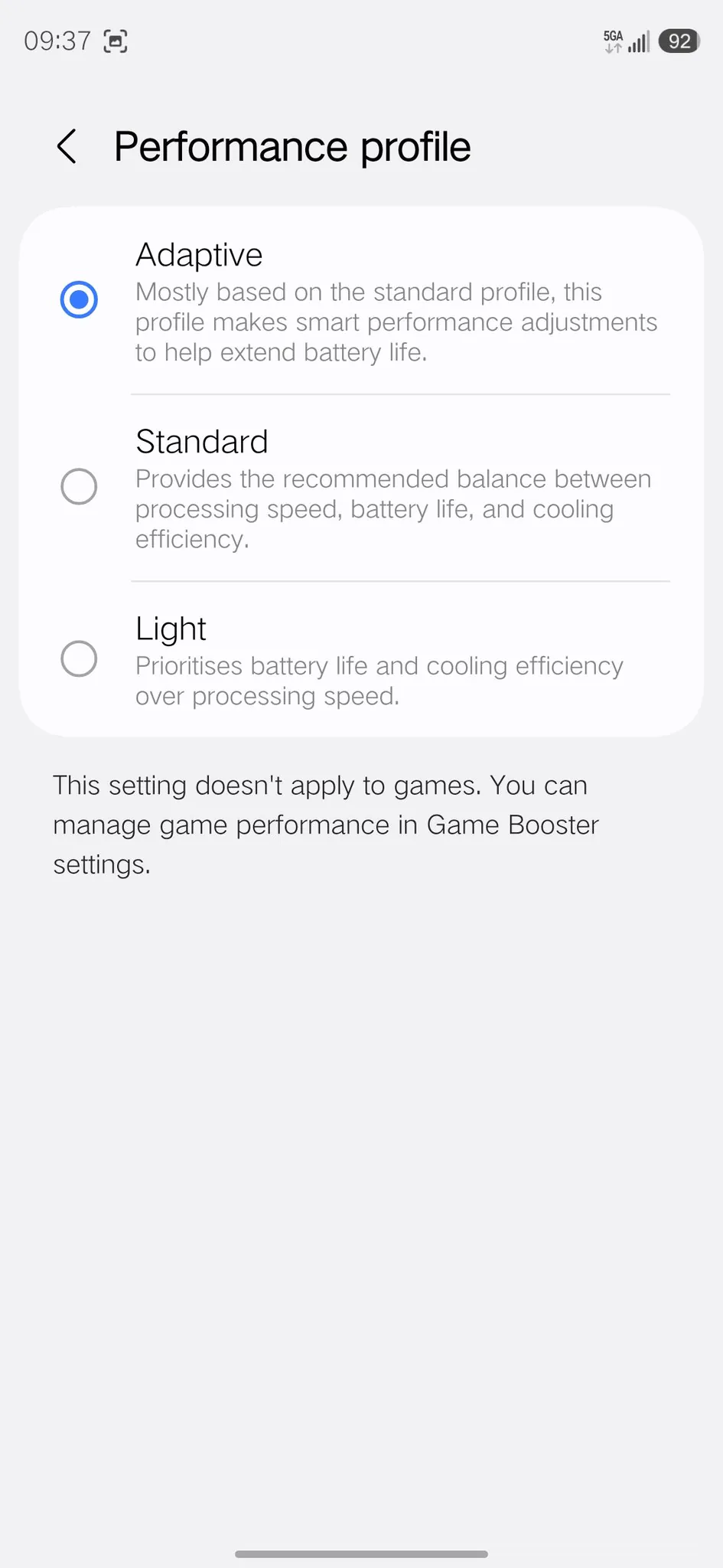 The new adaptive profile spotted on Chinese version of Galaxy S26 phones. | Image by IceUniverse - Galaxy S26 series needs this adaptive performance profile