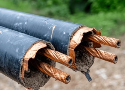 Picture of AT&amp;amp;T copper phone wires targeted by thieves.