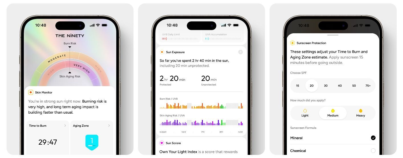 Very cool graphs for the nerds out there, and a potential sunburn prevention. | Image by The90 - This smart pendant can save your skin from sunburn