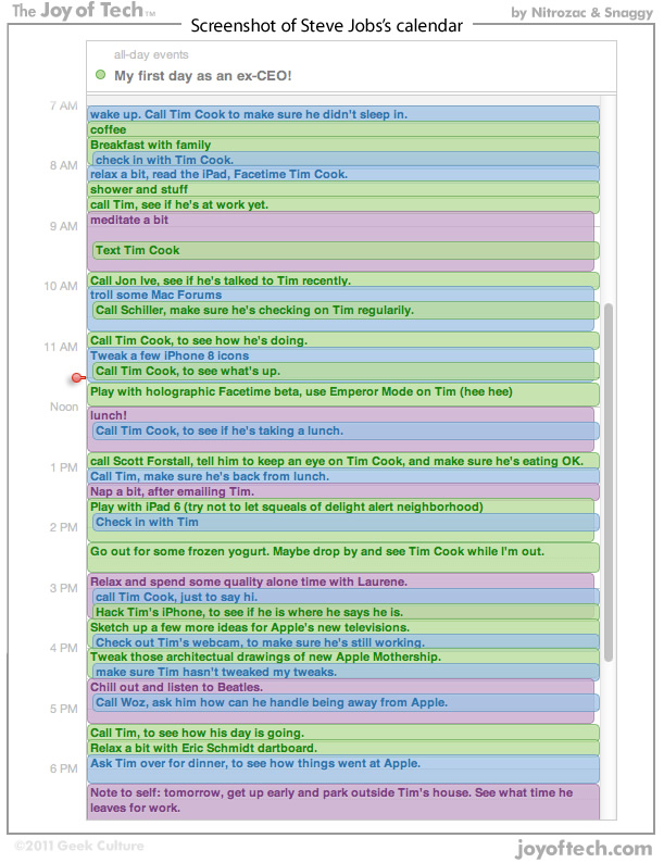 Steve Jobs' first day as ex-CEO documented in a calendar
