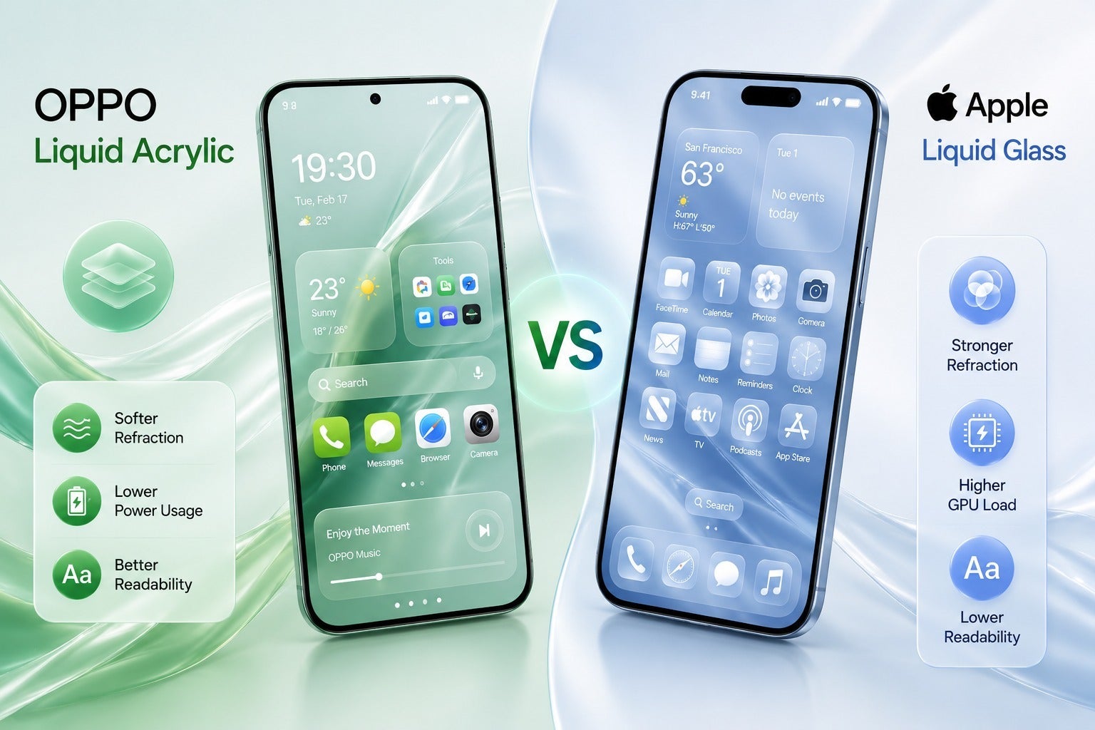Oppo's ColorOS vs Apple's Liquid Glass. | Image by Memeburn - Yet another company blatantly copies Apple's Liquid Glass UI