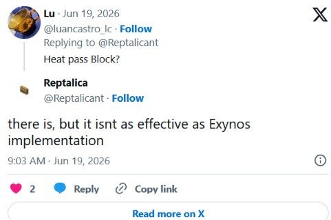 Tweet from tipster about Qualcomm&amp;#039;s implementation of Exynos feature.