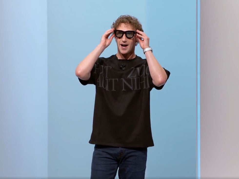 Meta CEO Mark Zuckerberg shows off the Orion smart glasses prototype