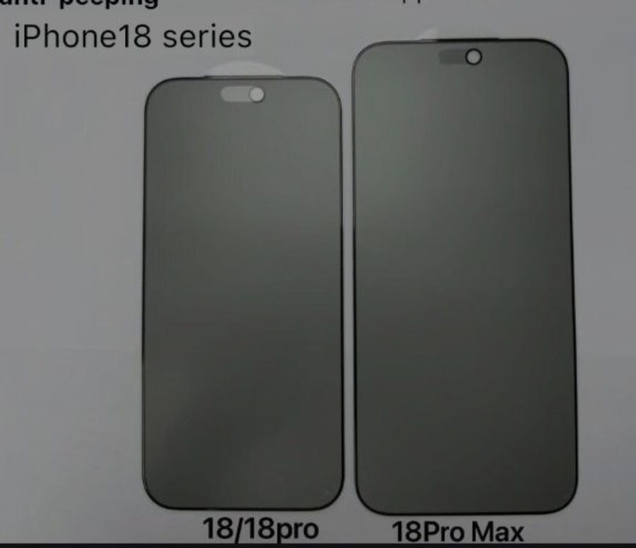 Leaked iPhone 18 Pro screen protectors smaller Dynamic Island