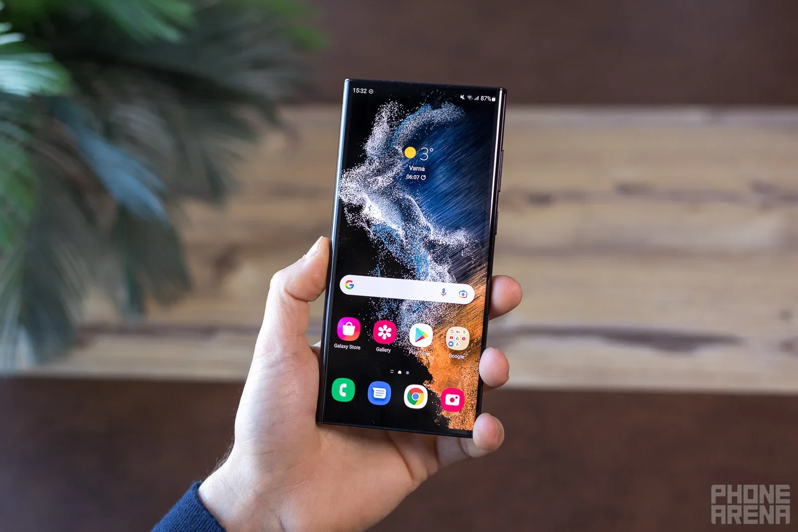 Close-up of a Samsung phone.