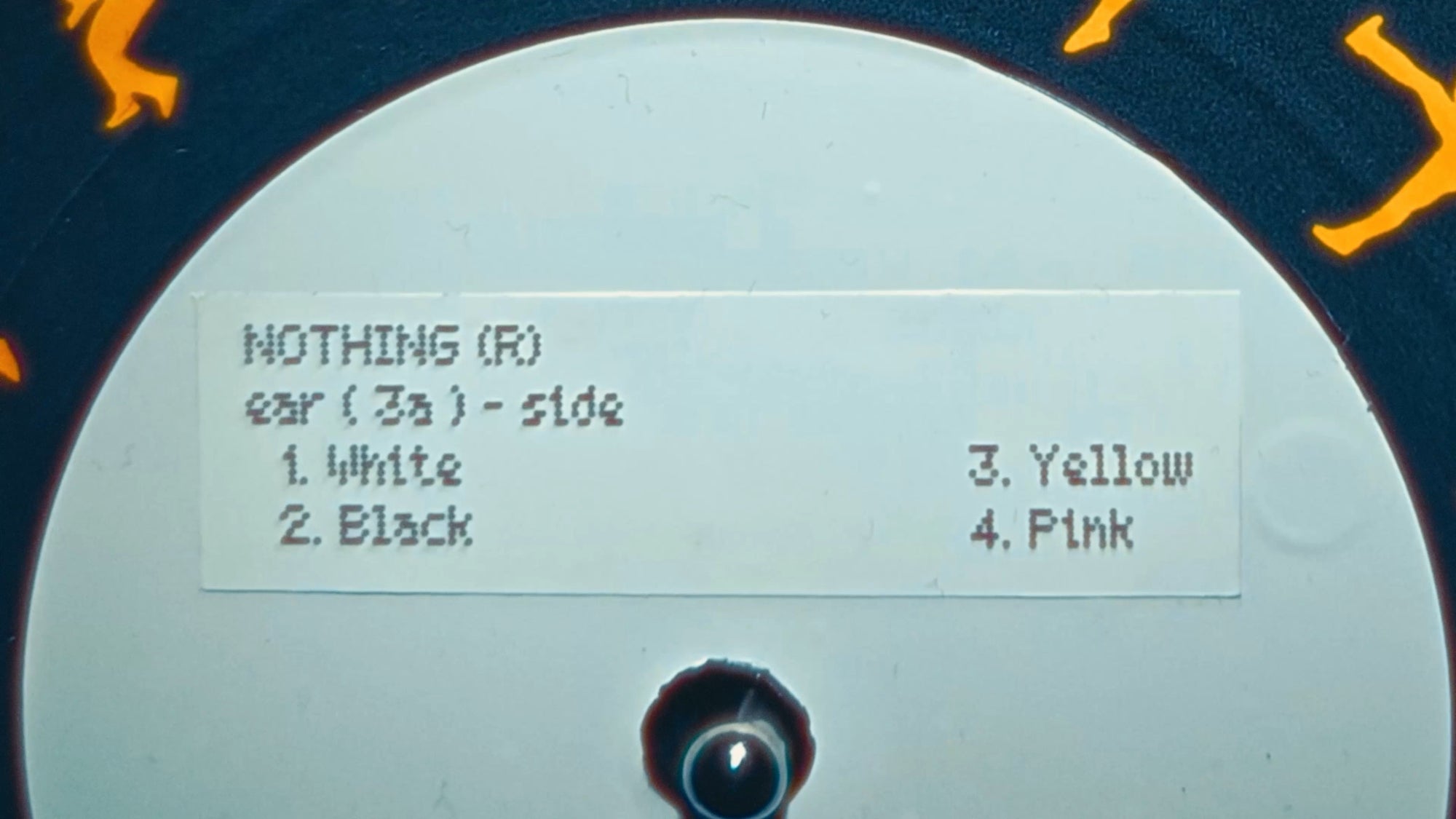 Nothing teaser frame listing Ear (3a) colors white black yellow pink