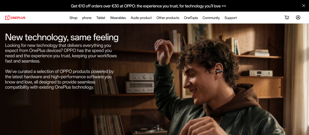 OnePlus store banner advertising Oppo products