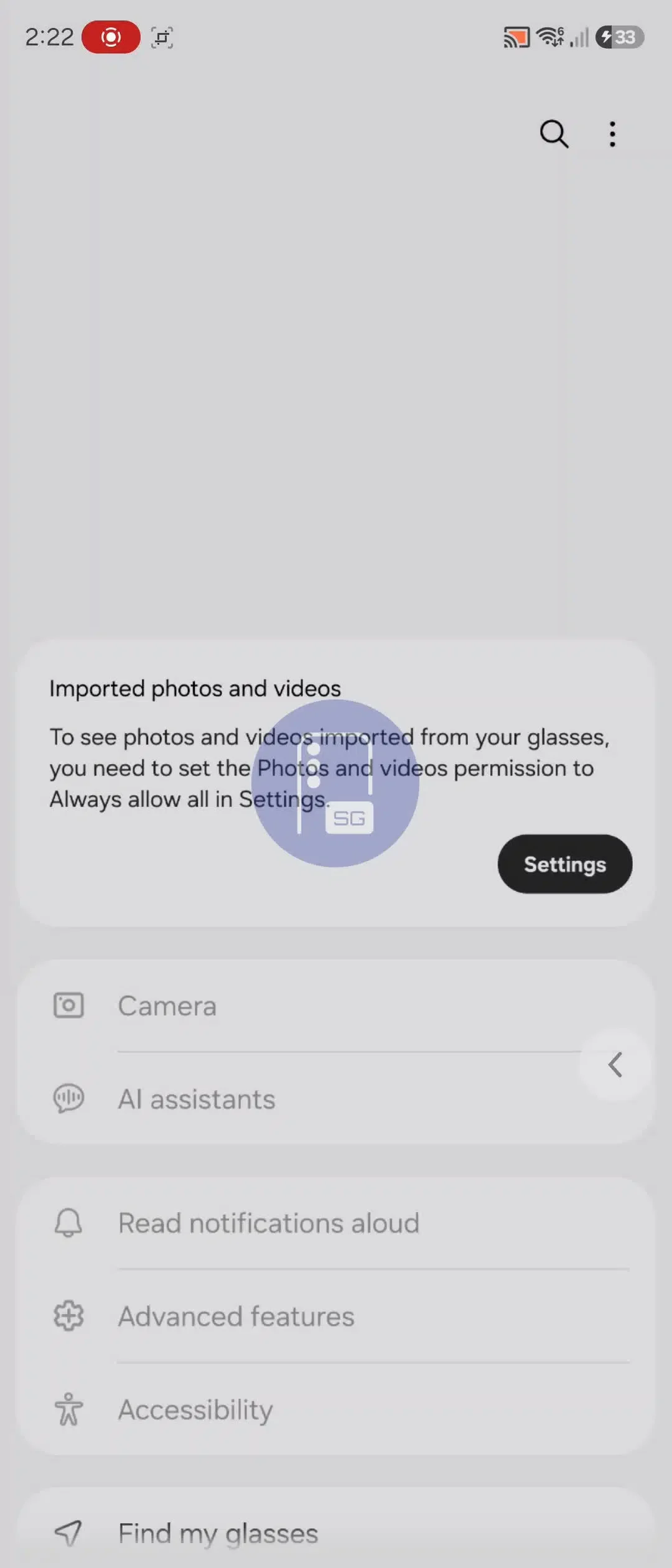 The app controls menu is quite rich even at first glance. | Image by SammyGuru - The Galaxy Glasses may be a lot more capable than you think. Here's why
