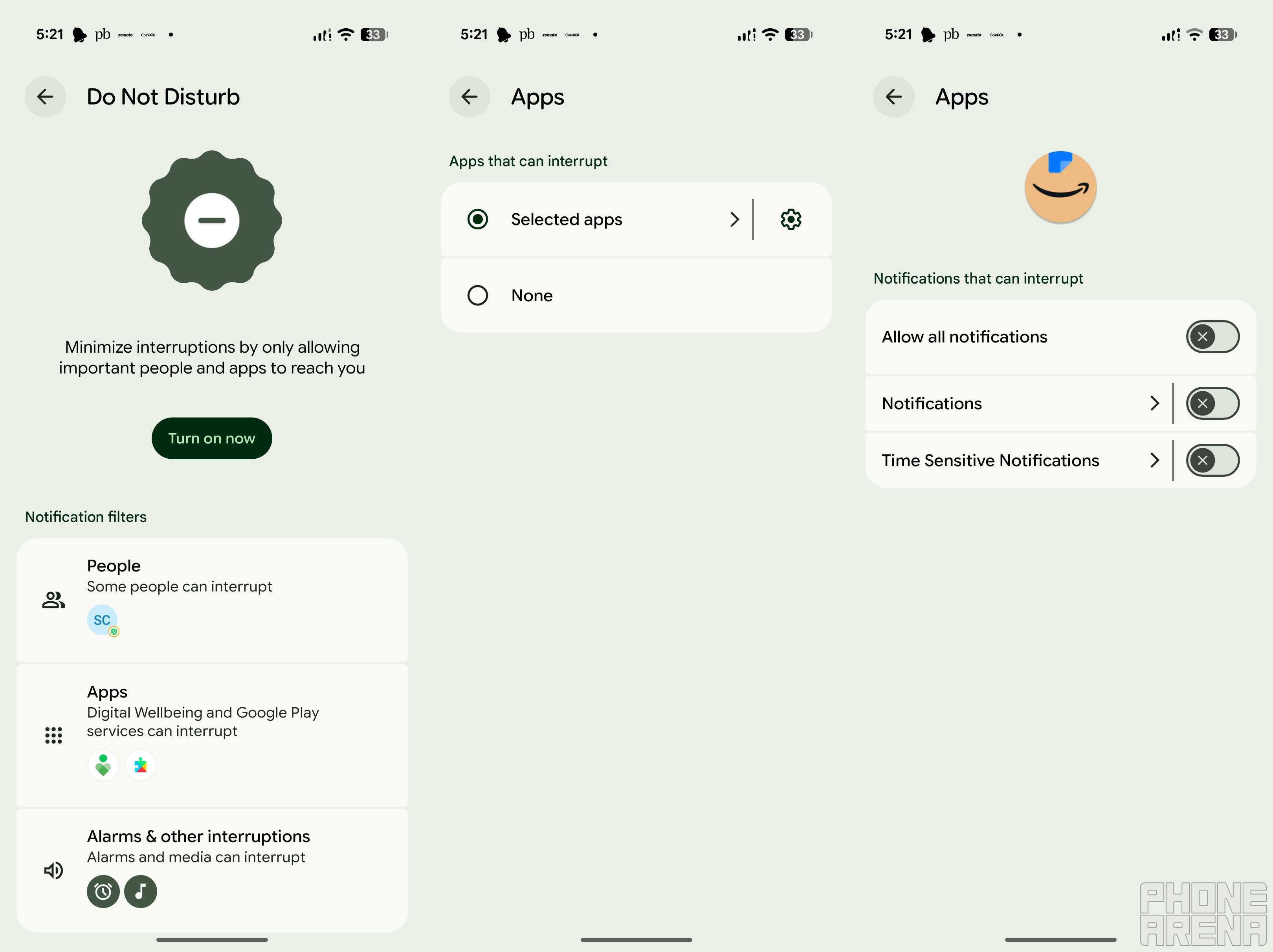 Configuring Do Not Disturb mode in Pixel.
