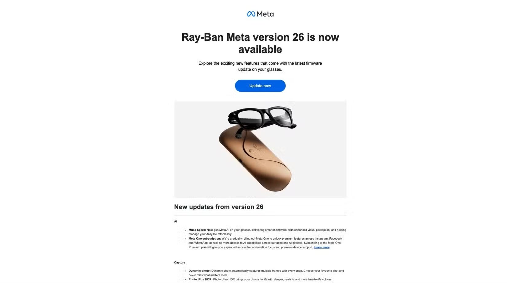 The Version 26 is now rolling out to Ray-Ban Meta. | Image by Meta - Conversation Focus feature on Ray-Ban Meta now costs money
