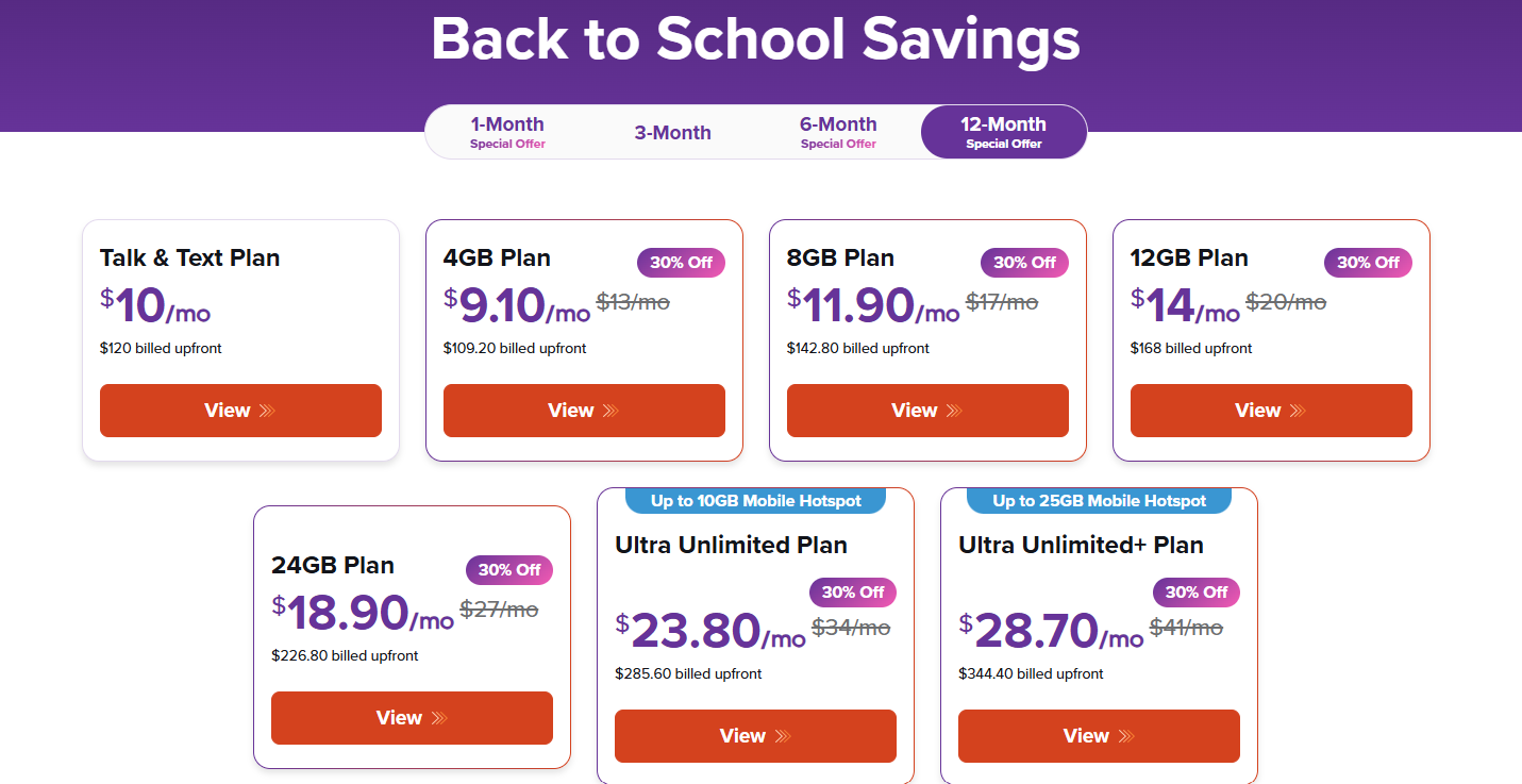12-month subscription are the most attractive if you ask me. | Image by Ultra Mobile - Ultra Mobile slashes mobile plans by up to 30% for the back-to-school season