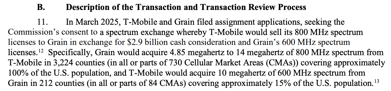 Deal specifics | Image by FCC - T-Mobile drops Sprint-era deadweight for a competitively devastating 5G boost