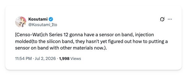 Kosutami X post claiming Apple Watch band sensor