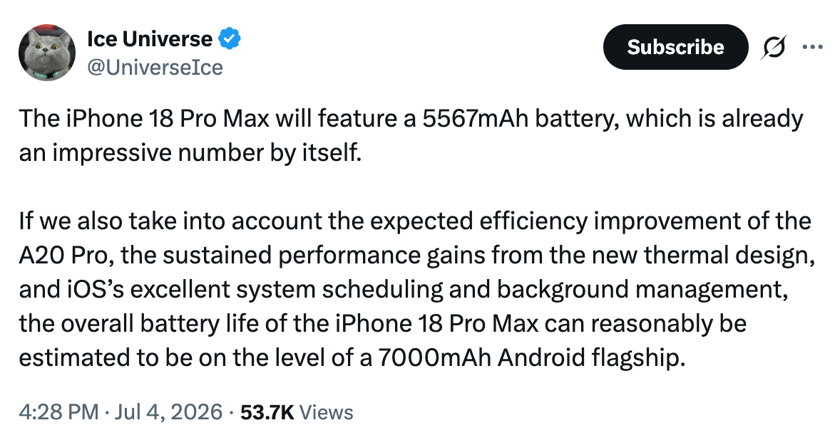 iphone 18 pro max battery