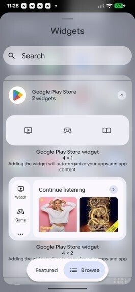Screenshot of the two current widgets available for Collections.
