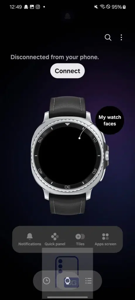 The Home tab now features a realistic depiction of your Galaxy Watch. | Image by Sammy Guru - I just got a look at what Samsung is cooking in preparation for the Galaxy Watch Ultra 2 &mdash; here's what I think