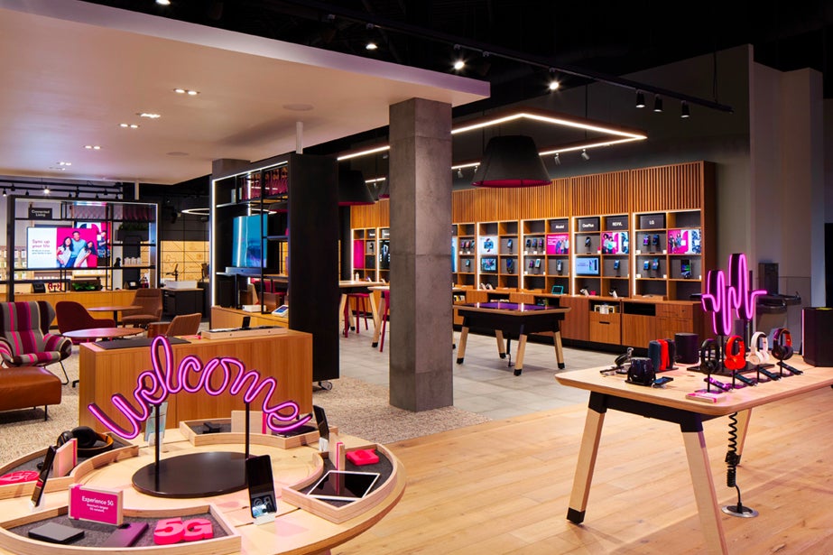 Interior of a T-Mobile Experience retail store