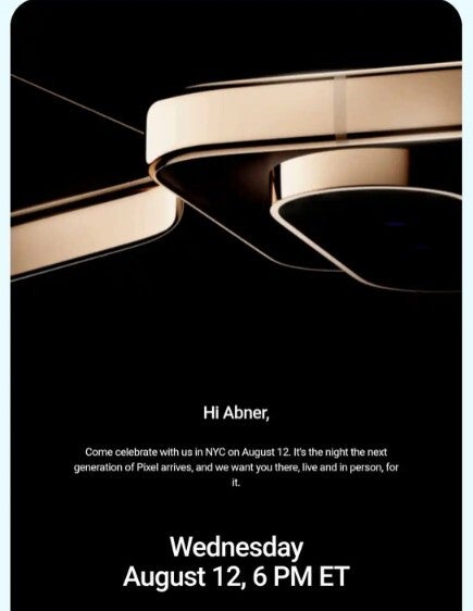 Invitation from Google for Pixel 11 series and Pixel Watch 5 unveilings.