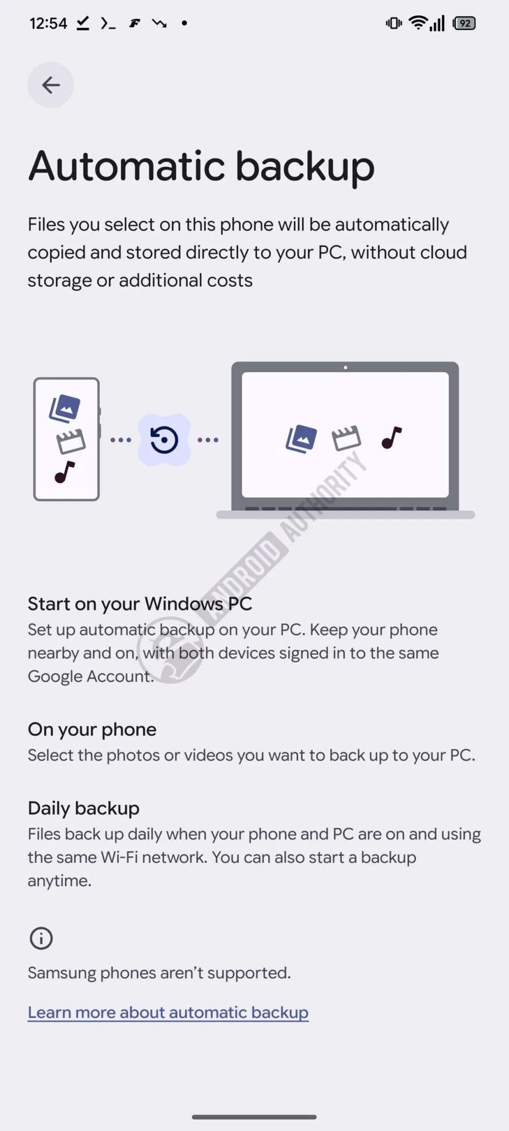 Description of the automatic backup feature coming to Android. | Image by Android Authority - My Galaxy phone won't be getting Android's new backup feature, and I'm furious