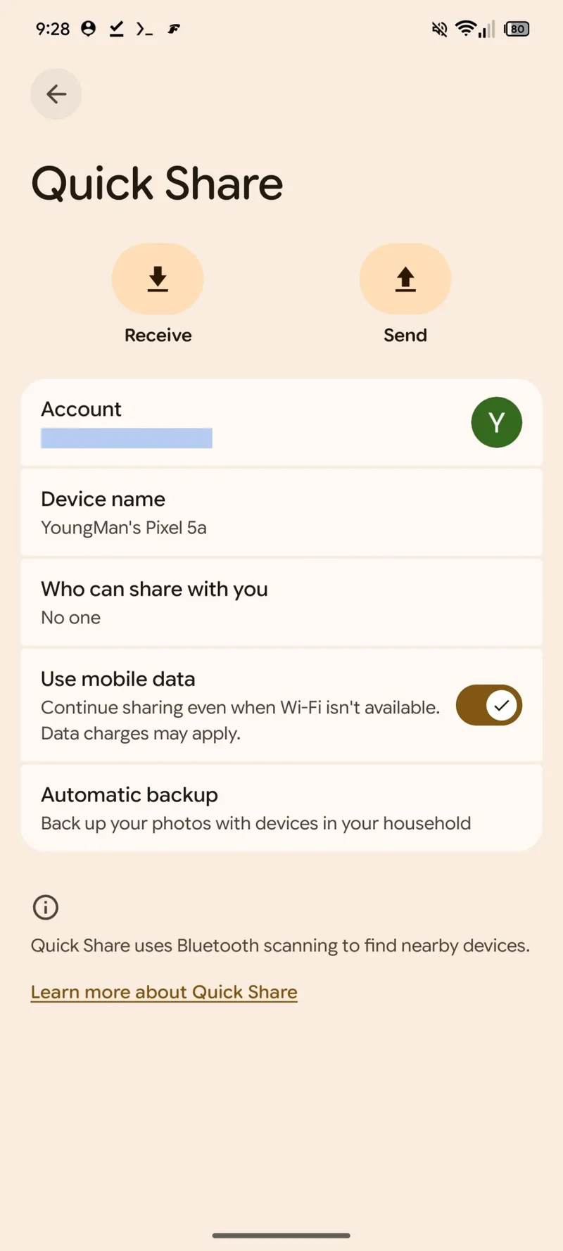 The Automatic backup feature in action.