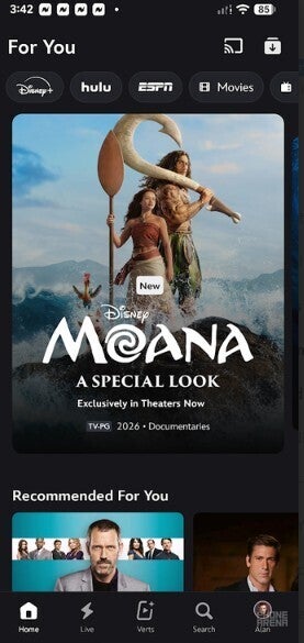 Screenshot from Android variant of Disney+ app.