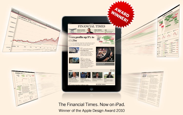 The Financial Times app for iPad won Apple's design award in 2010 - The Financial Times pulls its apps from the App Store after failing to negotiate ownership of user data