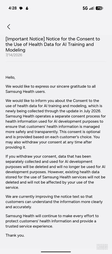 Clarification notice by Samsung.