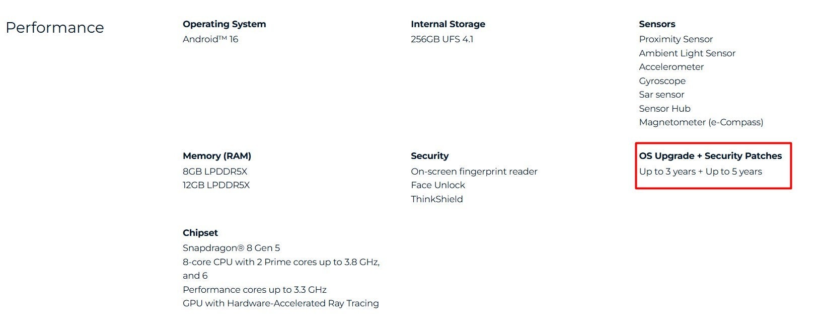 Specification sheet of Moto Edge 70 Max.