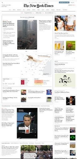 Screenshot of Opera's front page full render of the NY Times in desktop mode.