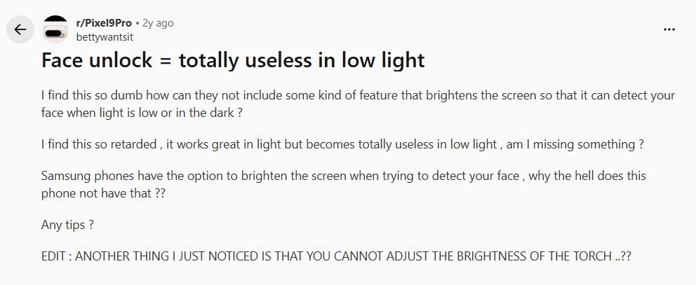 Complaint about poor performance of Pixel phones in low light condition.