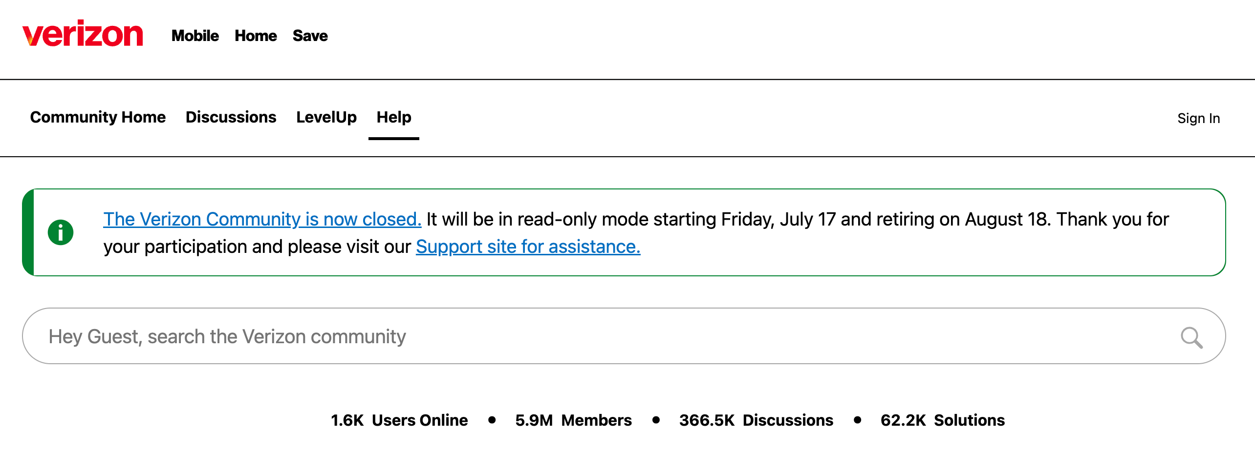 Verizon Community Forum shutting down