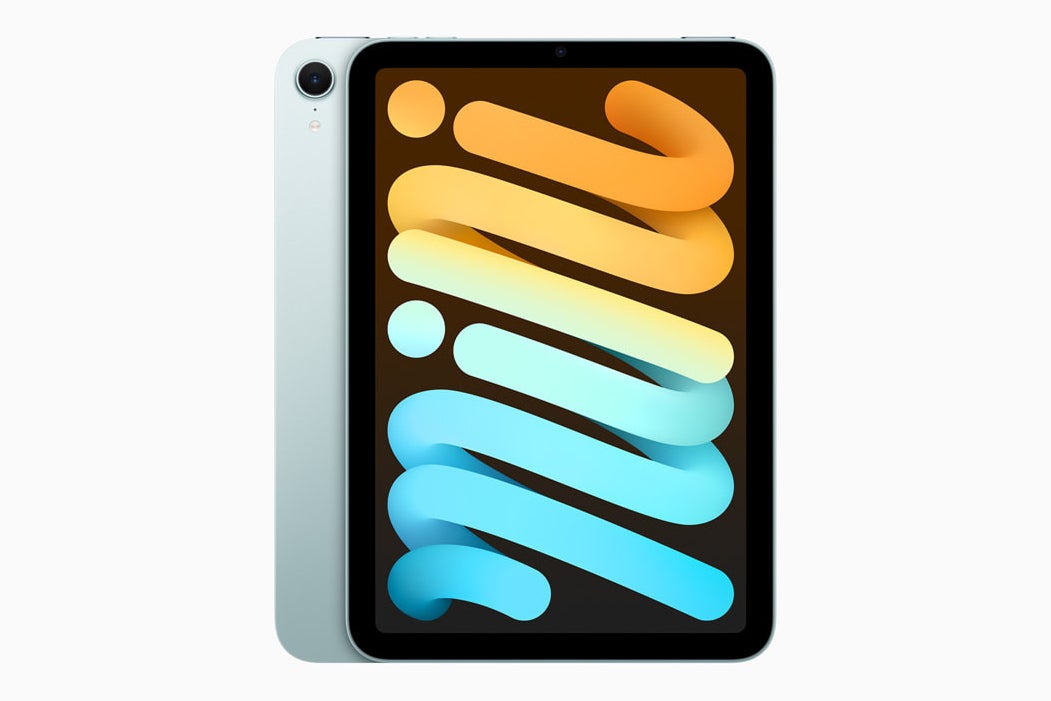 The current iPad mini shown in blue