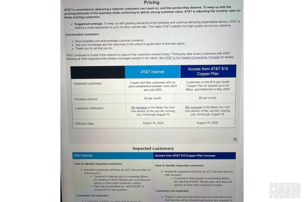 August 2026 AT&amp;amp;T Internet price hike details.