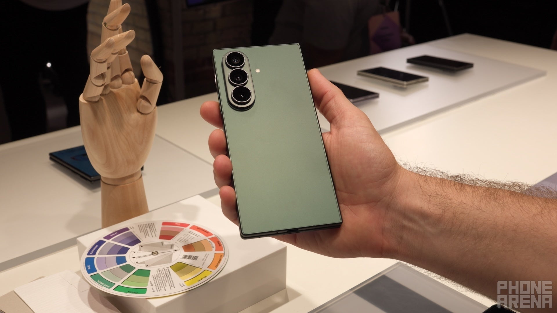 Galaxy Z Fold 8 Ultra in Green Shadow. | Image by PhoneArena - Galaxy Z Fold 8 Ultra, Z Fold 8, and Z Flip 8 colors: all the hues you can choose from