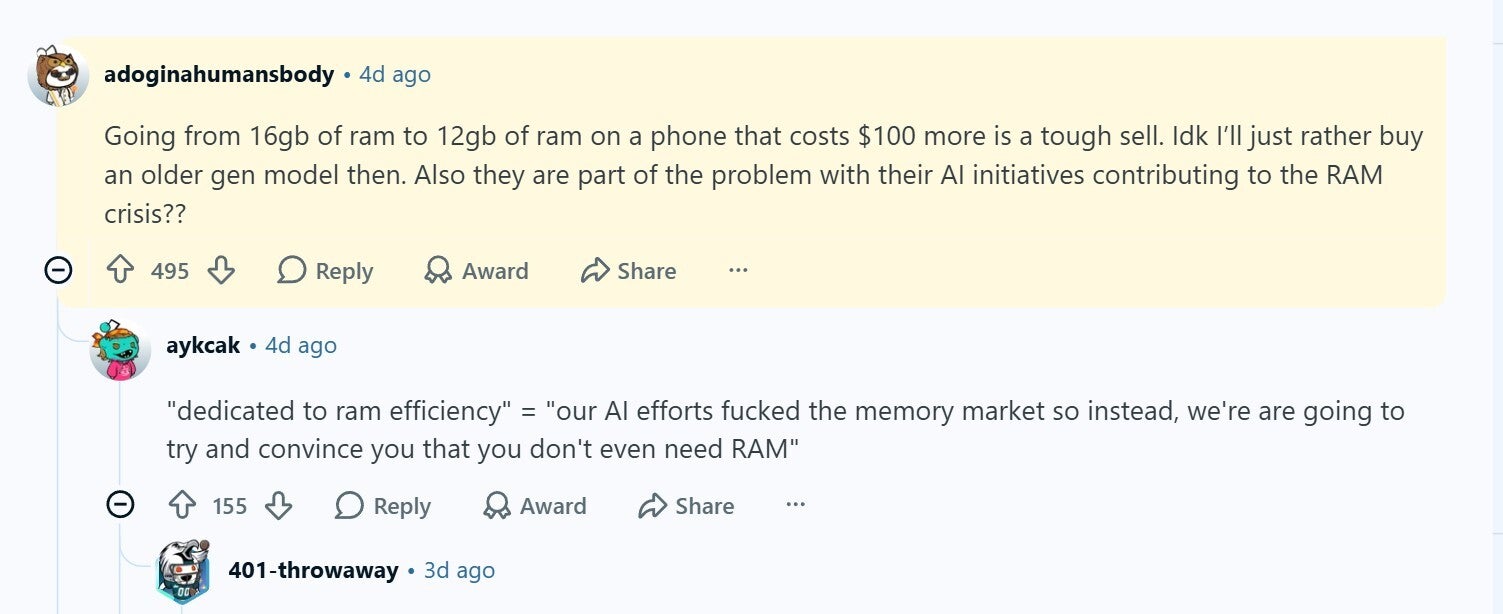 Reddit user criticizing the rumored price increase of Pixel 11 phones.