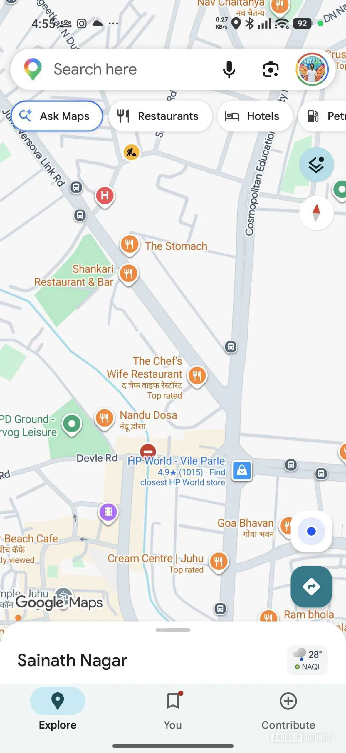 Screenshot of Google Maps with the bug. | Image by Android Authority - You can trust Google Maps once again