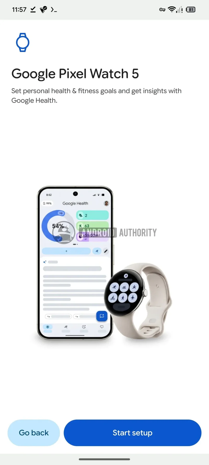 Pixel Watch 5 in the Google Health app.