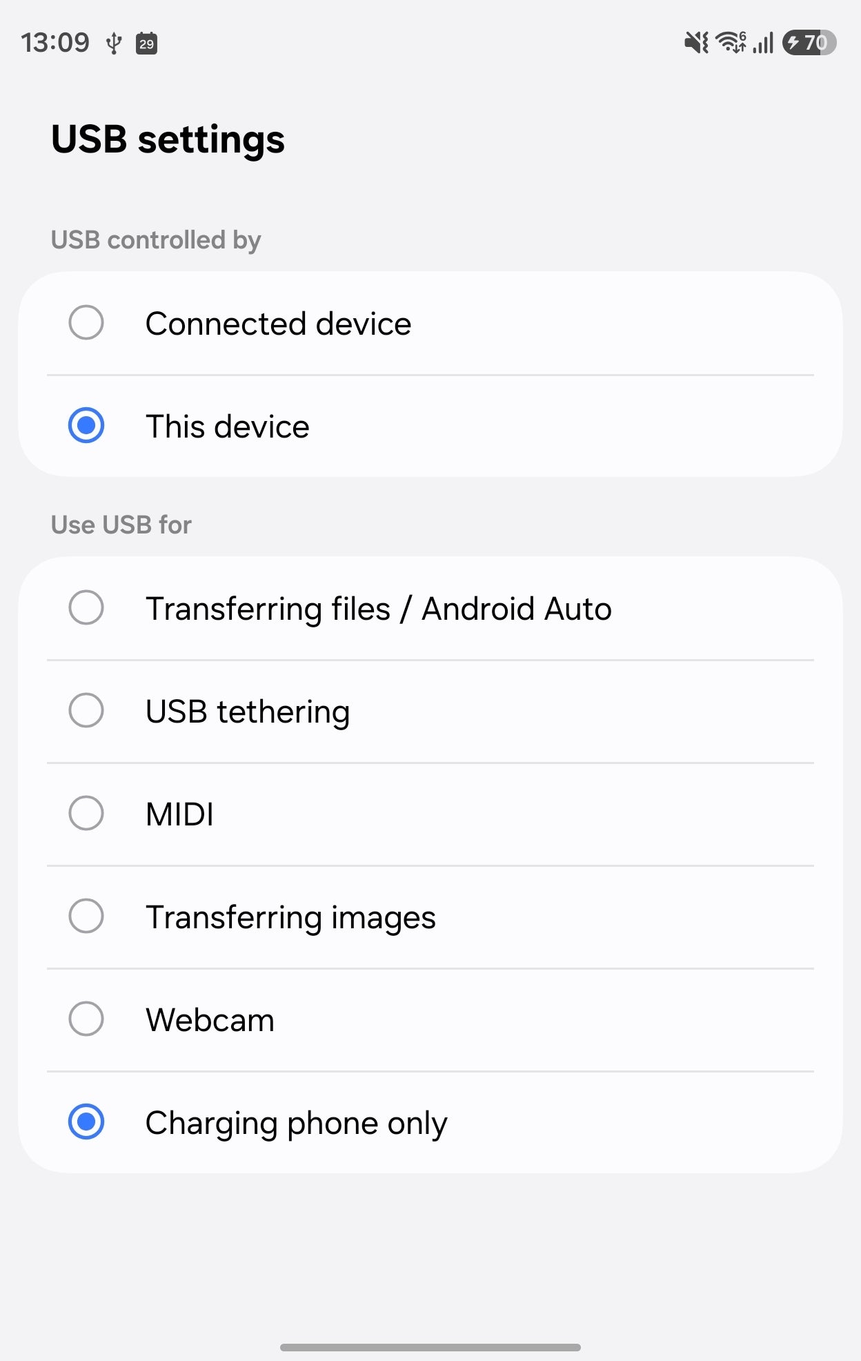 The new Webcam option in the USB menu on the Galaxy Z Fold 8. | Image by PhoneArena - I didn't expect Galaxy Z Fold 8 and Z Flip 8 to borrow my favorite S26 USB trick
