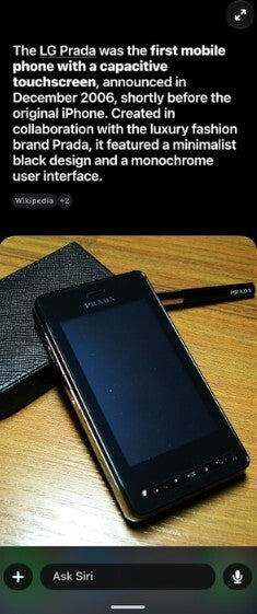 Screenshot showing a response by Siri AI.